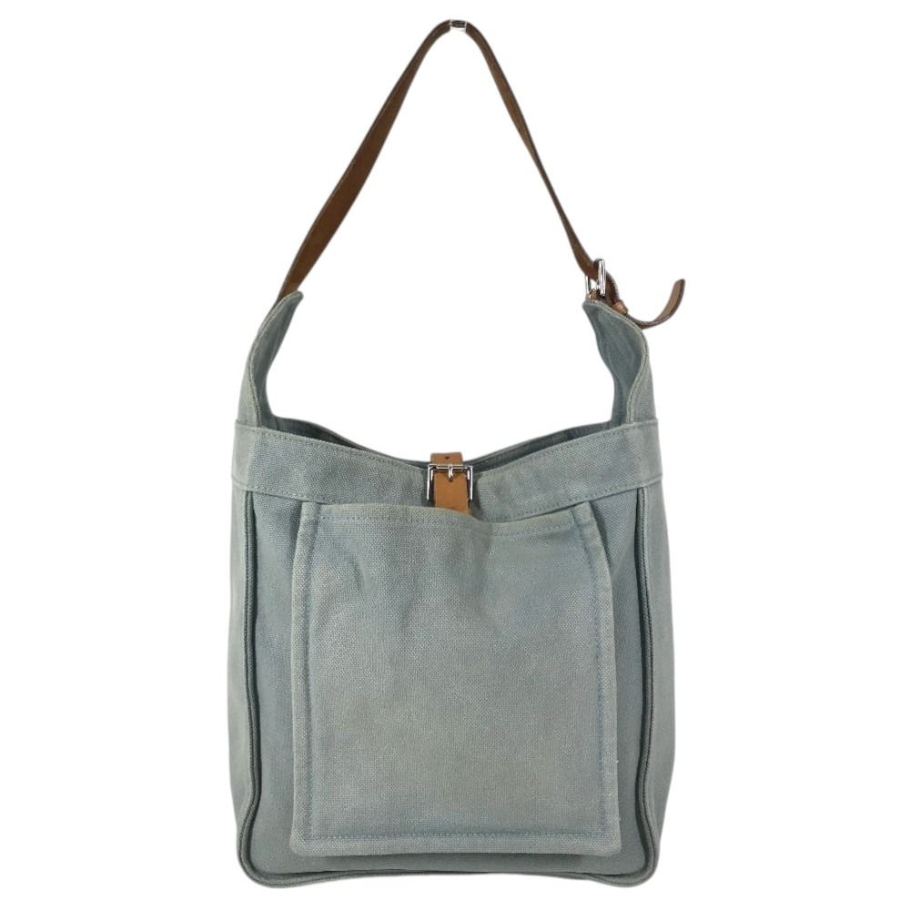 Hermes Tote Marwari PM Shoulder Bag Canvas Blue
