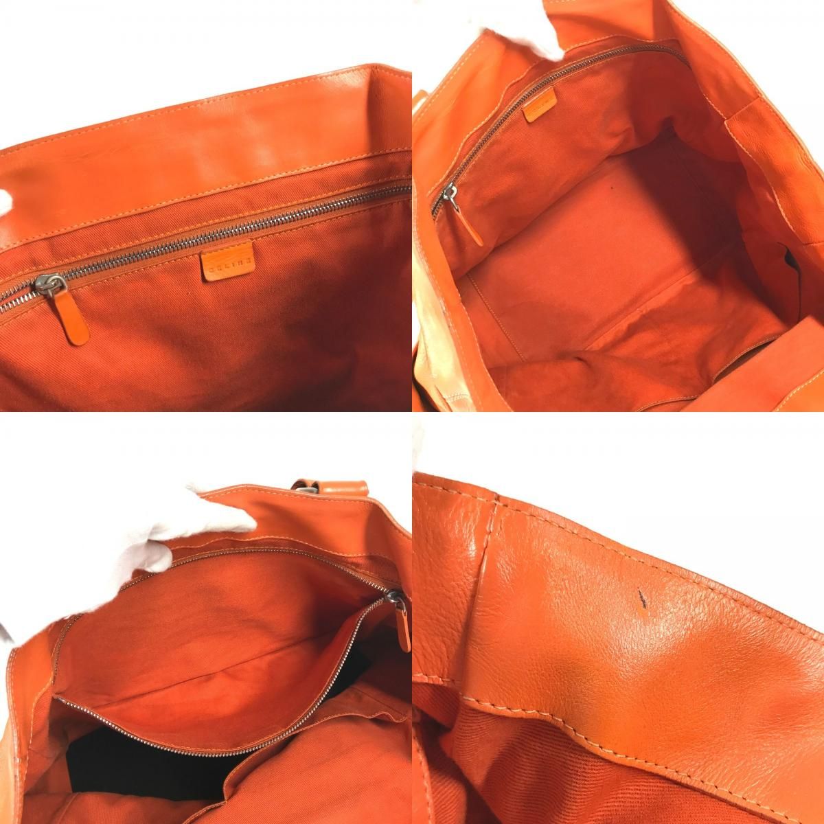 Celine Tote Boogie Large Shoulder Bag Leather Orange — view 8