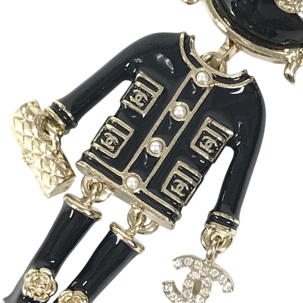 Chanel Key Holder Lion Camellia Logo Animal Rhinestone 22P Metal Black — view 3
