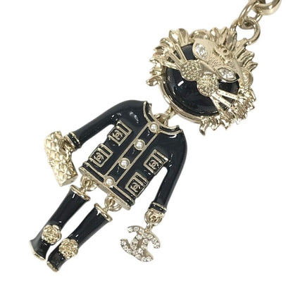 Chanel Key Holder Lion Camellia Logo Animal Rhinestone 22P Metal Black — view 4