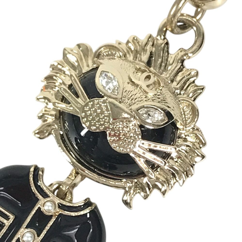Chanel Key Holder Lion Camellia Logo Animal Rhinestone 22P Metal Black — view 2