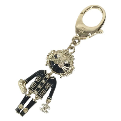 Chanel Key Holder Lion Camellia Logo Animal Rhinestone 22P Metal Black