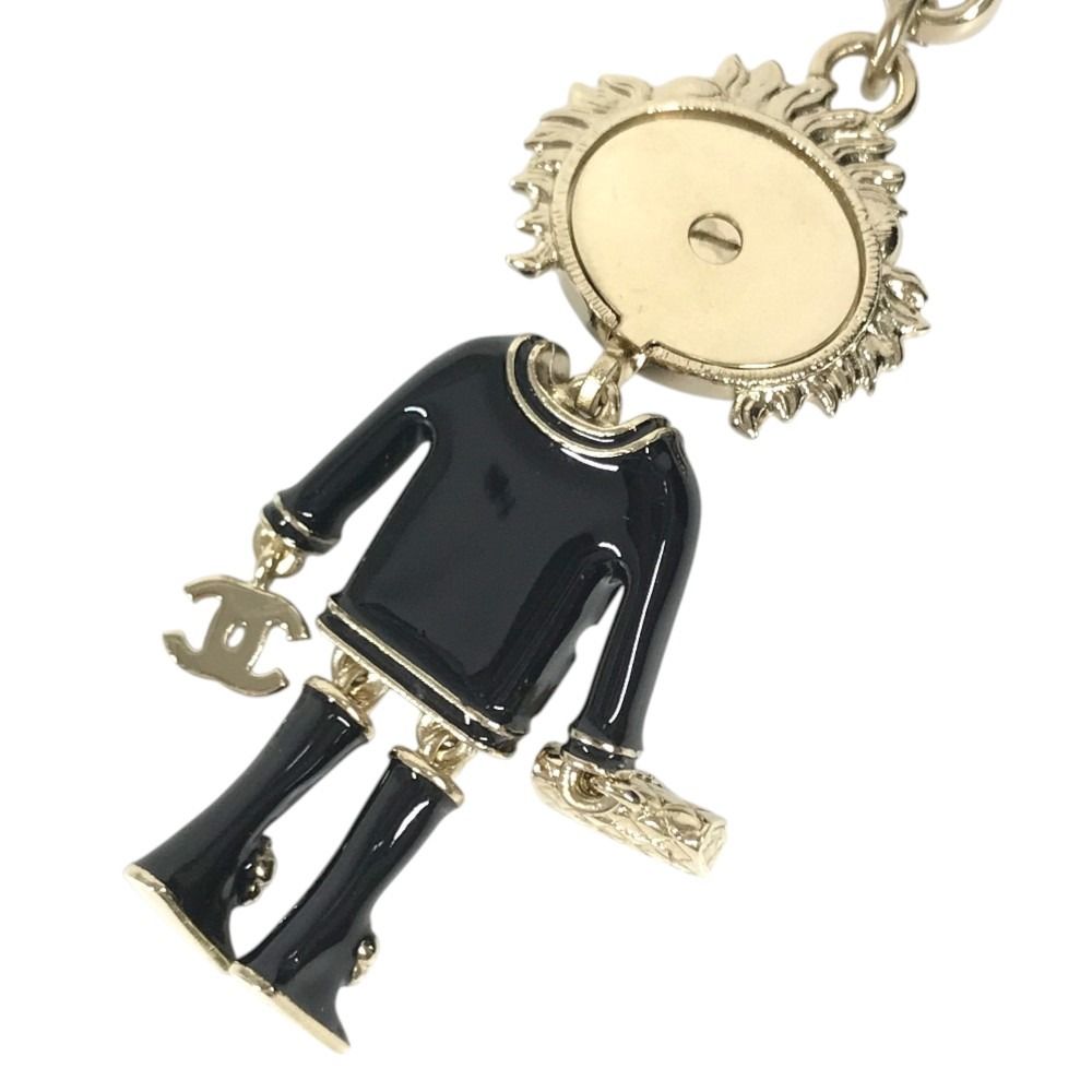 Chanel Key Holder Lion Camellia Logo Animal Rhinestone 22P Metal Black — view 6