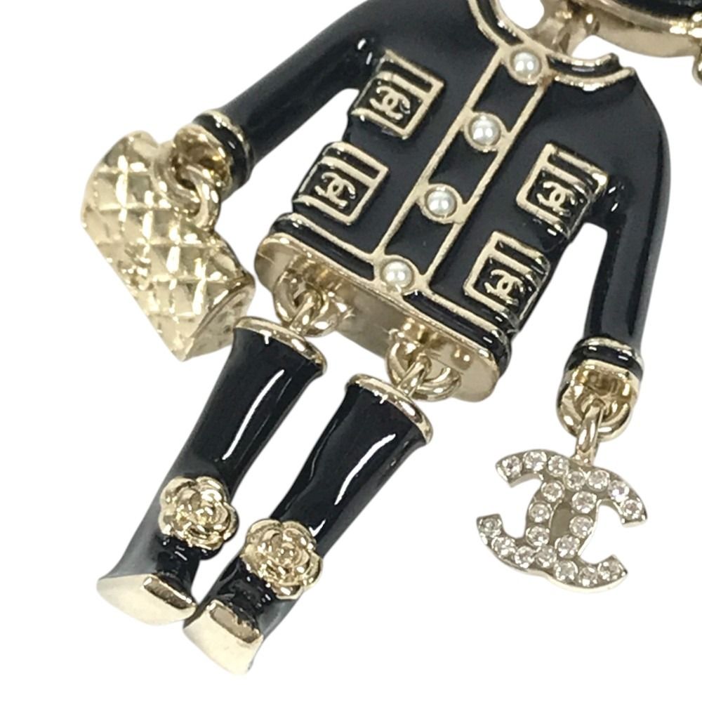 Chanel Key Holder Lion Camellia Logo Animal Rhinestone 22P Metal Black — view 5