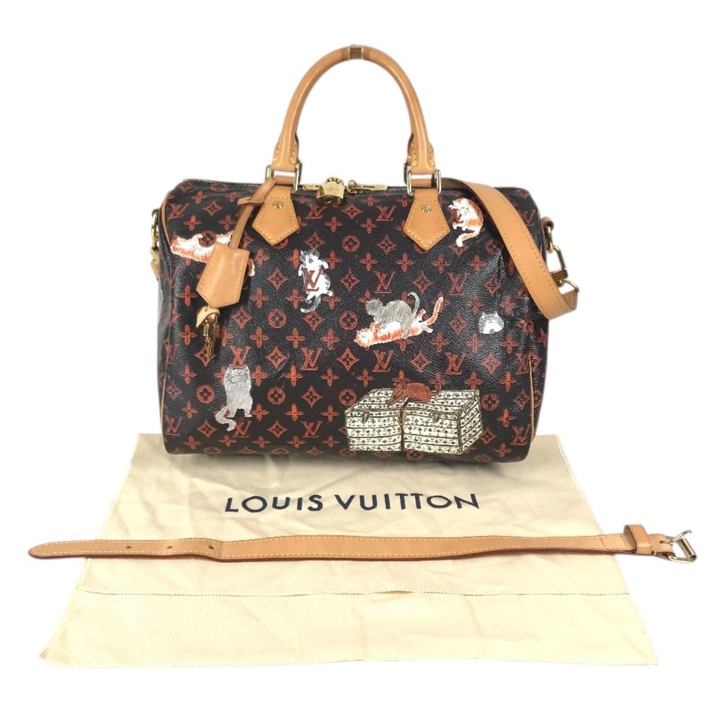 Louis Vuitton Handbag Speedy Bandouliere Monogram Cat Glam Cat Canvas Brown — view 2