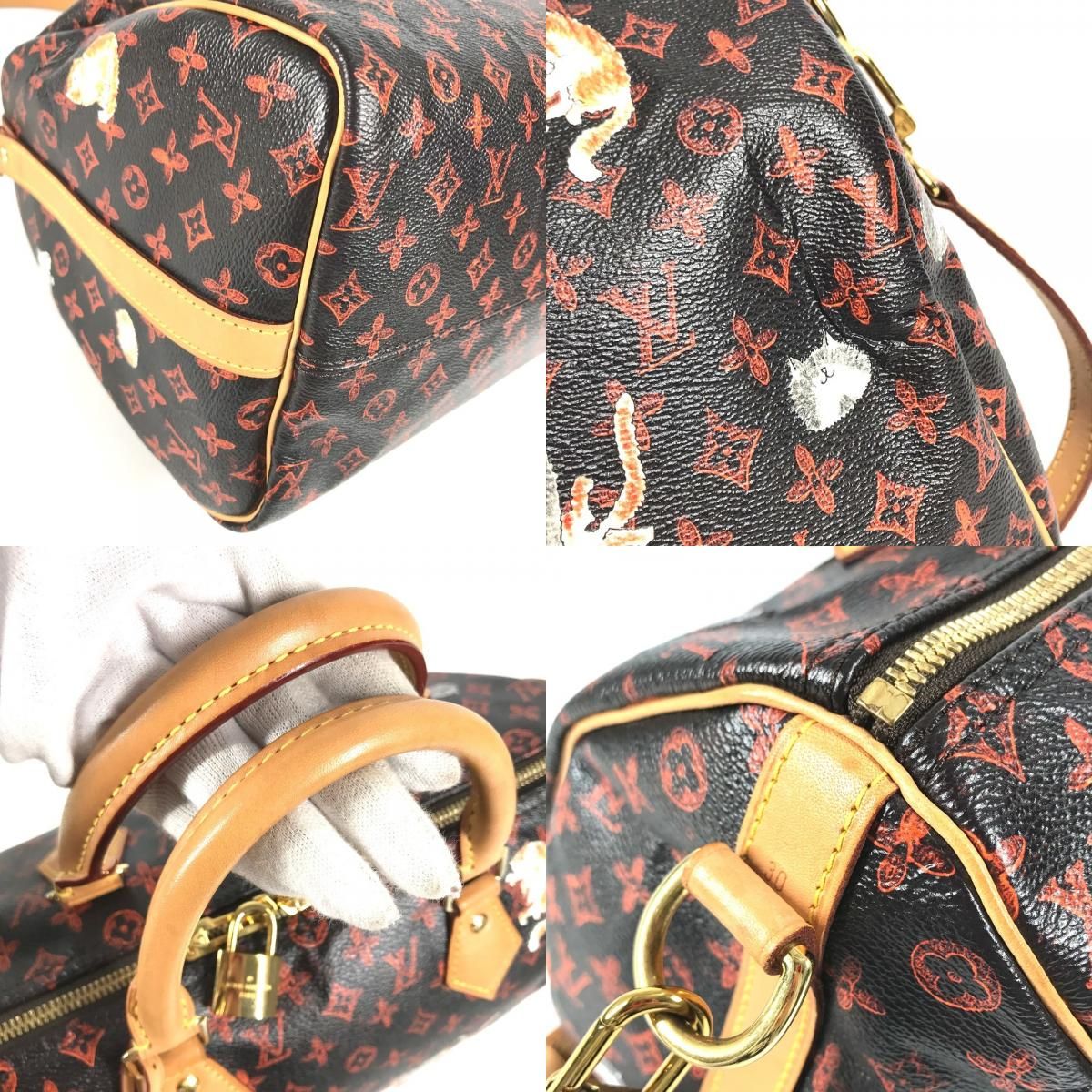Louis Vuitton Handbag Speedy Bandouliere Monogram Cat Glam Cat Canvas Brown — view 8