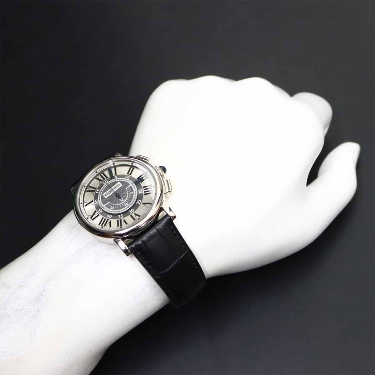 Cartier Rotonde de Chronograph Watch Silver 18k White Gold Manual Wind — view 4