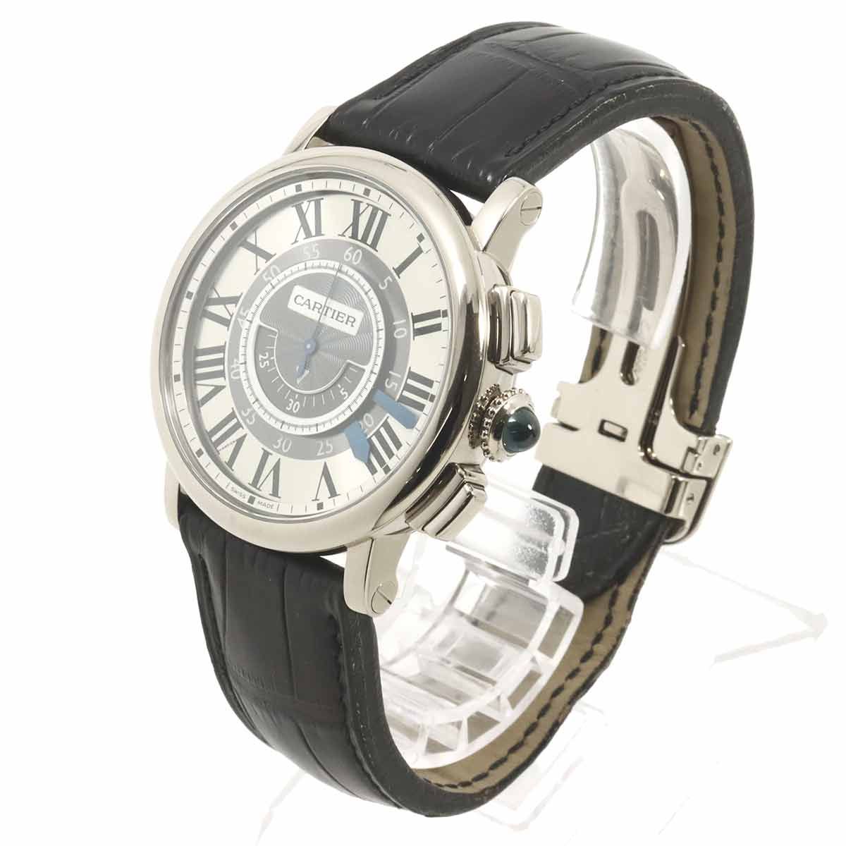 Cartier Rotonde de Chronograph Watch Silver 18k White Gold Manual Wind — view 3