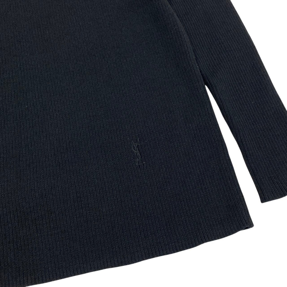 Saint Laurent High Neck Knit Sweater Cassandra Rib Black Wool M — view 6