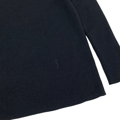 Saint Laurent High Neck Knit Sweater Cassandra Rib Black Wool M — view 6