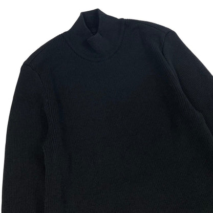 Saint Laurent High Neck Knit Sweater Cassandra Rib Black Wool M — view 3