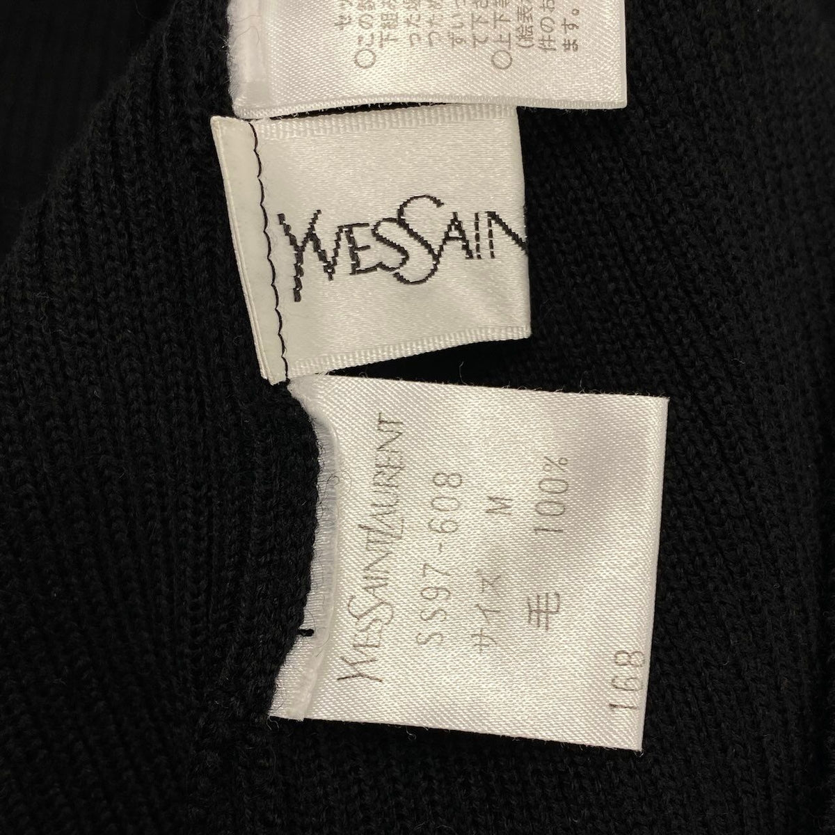Saint Laurent High Neck Knit Sweater Cassandra Rib Black Wool M — view 7