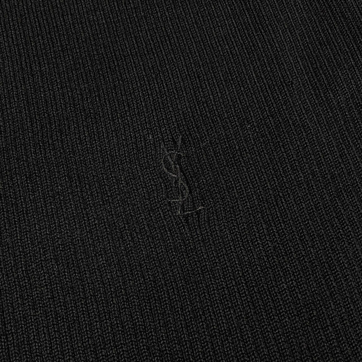 Saint Laurent High Neck Knit Sweater Cassandra Rib Black Wool M — view 5