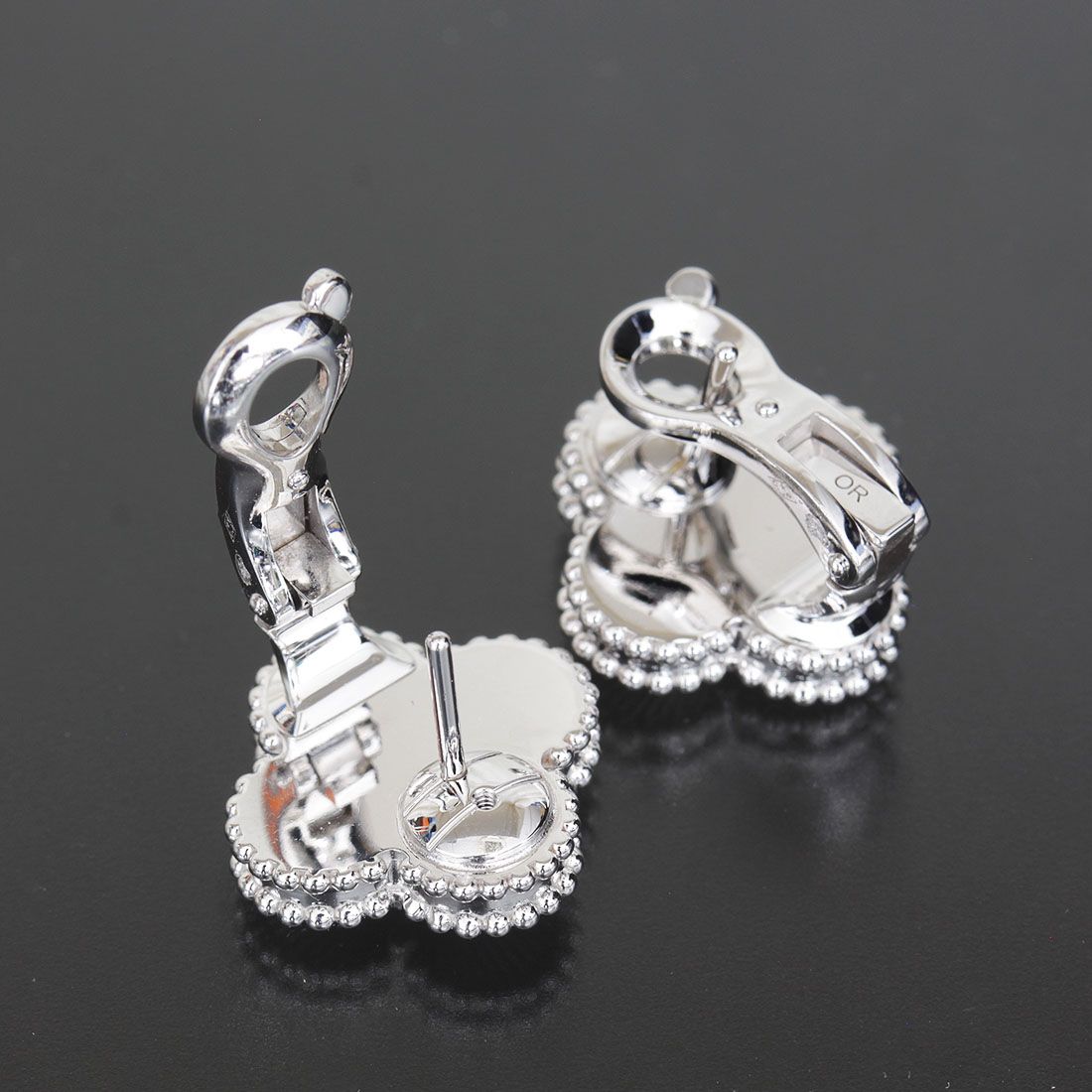 Van Cleef & Arpels Guilloche Earrings 18k White Gold Box and Paper — view 4