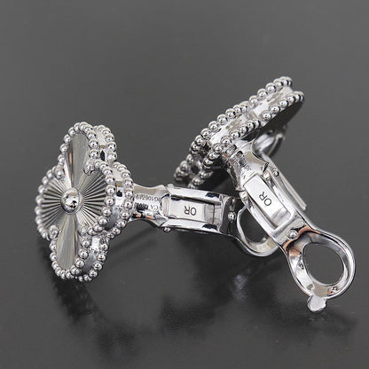 Van Cleef & Arpels Guilloche Earrings 18k White Gold Box and Paper — view 3
