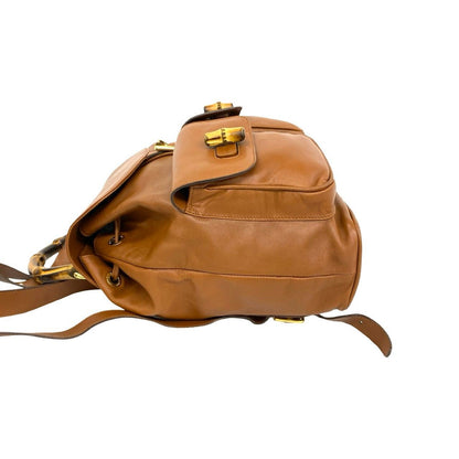 Gucci Vintage Bamboo Leather Backpack Brown — view 5