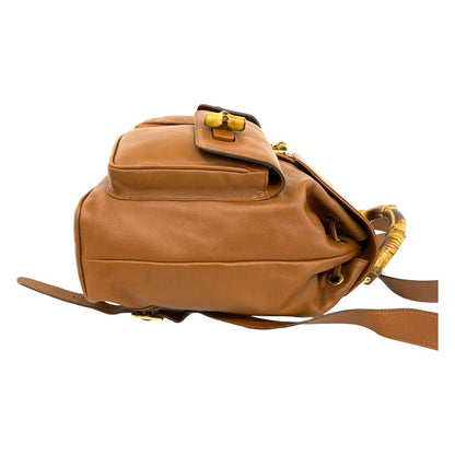 Gucci Vintage Bamboo Leather Backpack Brown — view 6