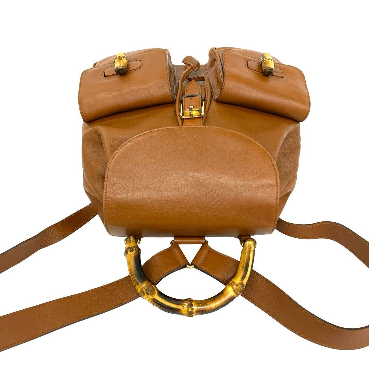 Gucci Vintage Bamboo Leather Backpack Brown — view 4