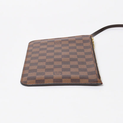 Louis Vuitton Neverfull Pouch Handbag Damier Ebene Brown Gold — view 4