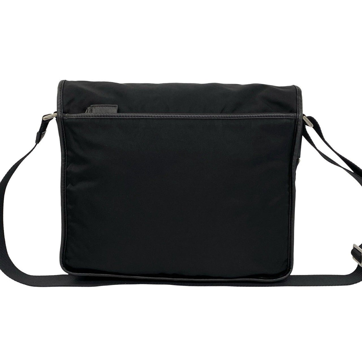Prada Triangle Logo Tessuto Pocono Nylon Saffiano Leather Shoulder Bag Black — view 3