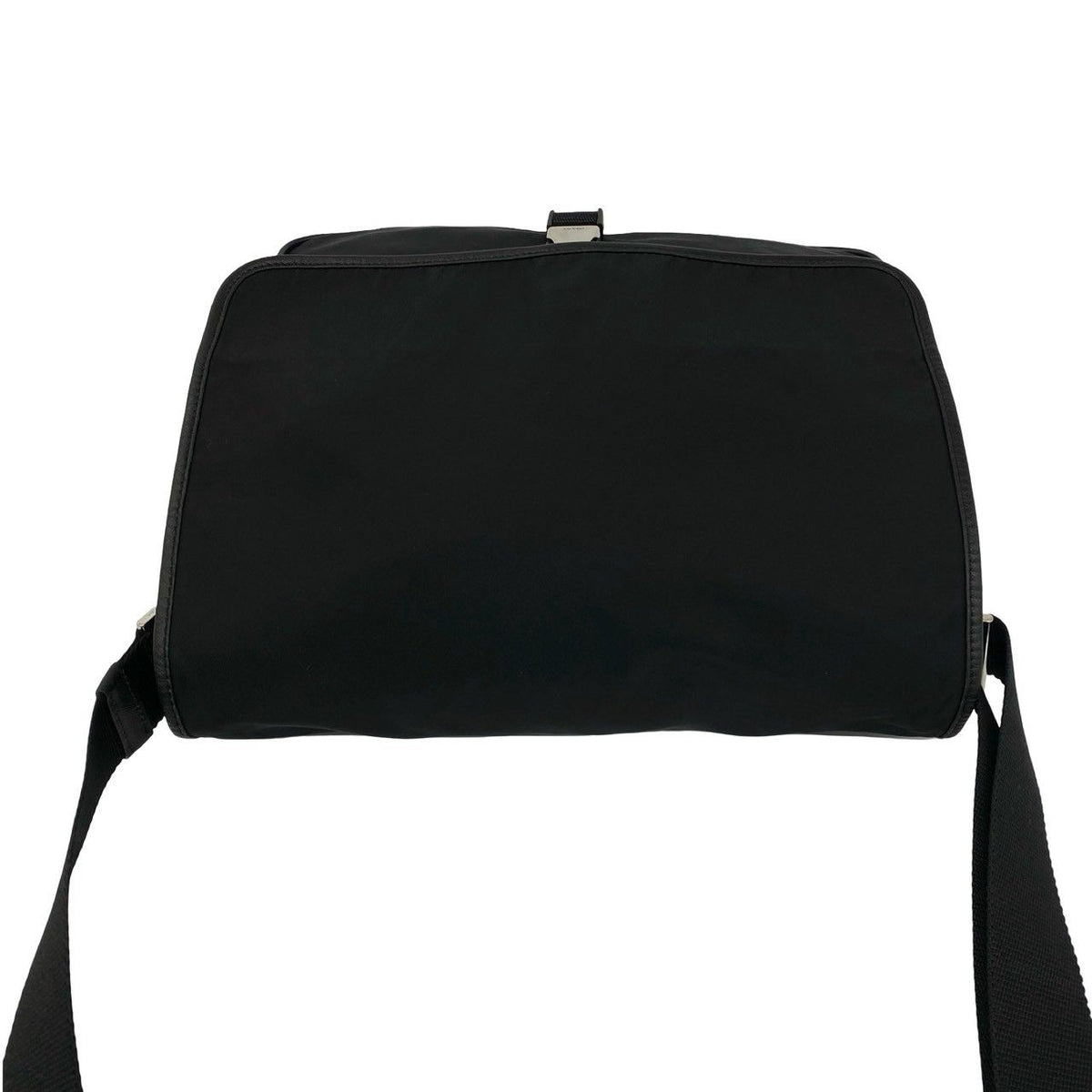 Prada Triangle Logo Tessuto Pocono Nylon Saffiano Leather Shoulder Bag Black — view 4