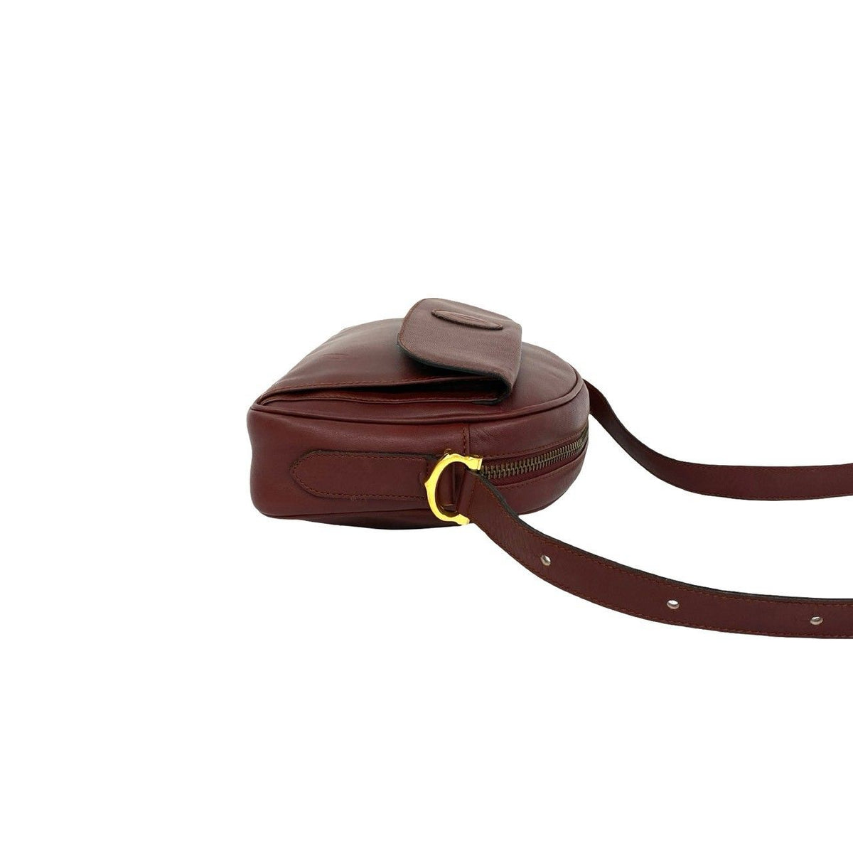 Cartier Vintage Must Line Leather Shoulder Bag Pochette Crossbody Bordeaux — view 6