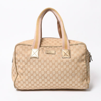 Gucci GG Canvas Boston Bag Pink Gold Beige Silver