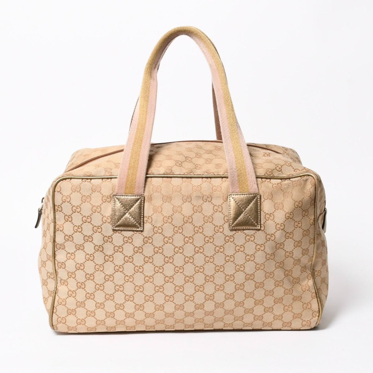 Gucci GG Canvas Boston Bag Pink Gold Beige Silver — view 2