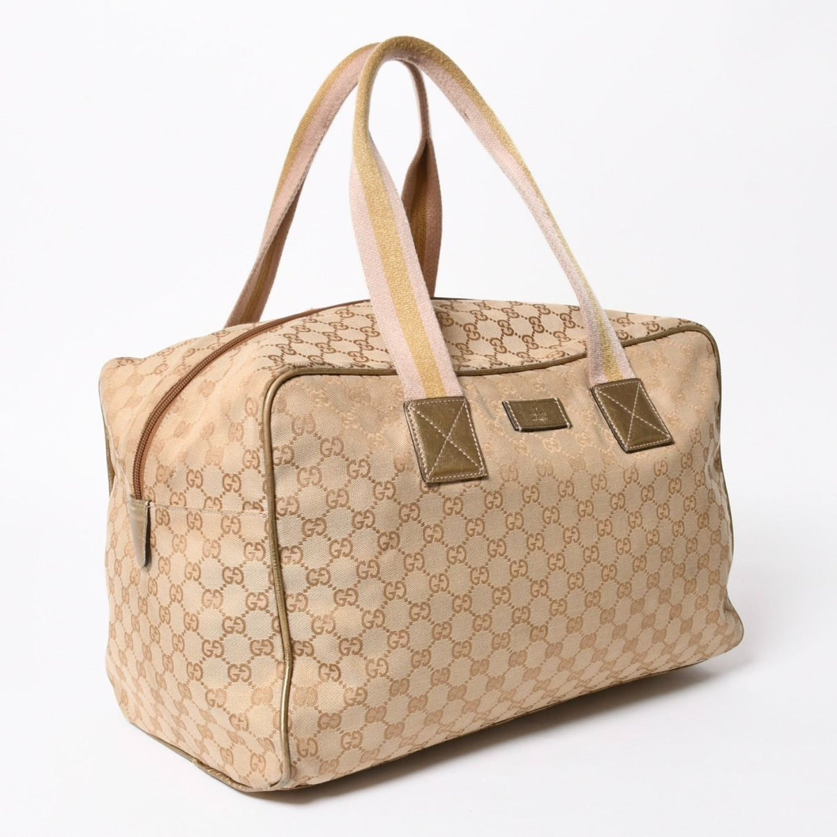 Gucci GG Canvas Boston Bag Pink Gold Beige Silver — view 3