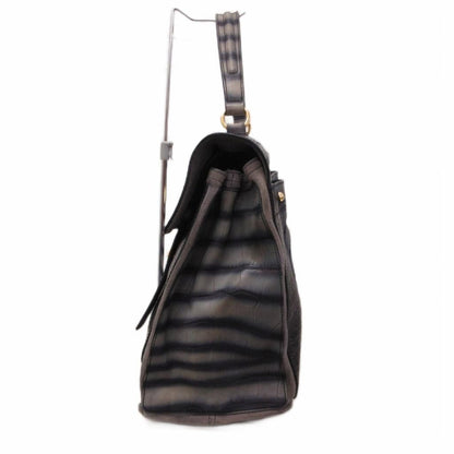 Saint Laurent Rive Gauche Muse Two Handbag Croco Embossed Leather Gray — view 3