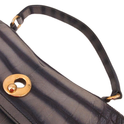 Saint Laurent Rive Gauche Muse Two Handbag Croco Embossed Leather Gray — view 6