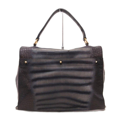 Saint Laurent Rive Gauche Muse Two Handbag Croco Embossed Leather Gray — view 2