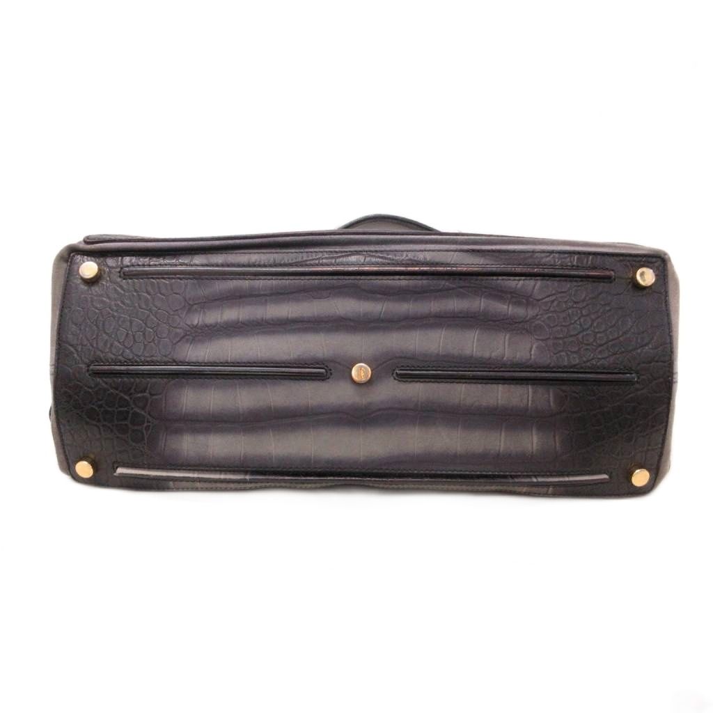 Saint Laurent Rive Gauche Muse Two Handbag Croco Embossed Leather Gray — view 4