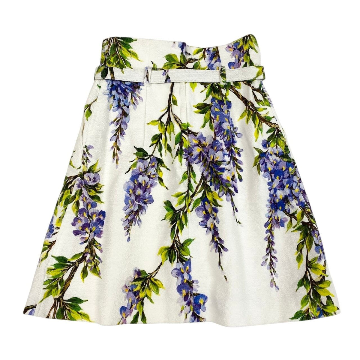 Dolce & Gabbana Trapezoid Skirt Belt Design Wisteria Flower Multicolor 38 — view 2