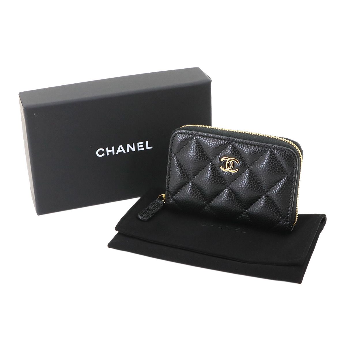 Chanel Quilted Classic Zip Coin Purse Caviar Leather Black — view 2