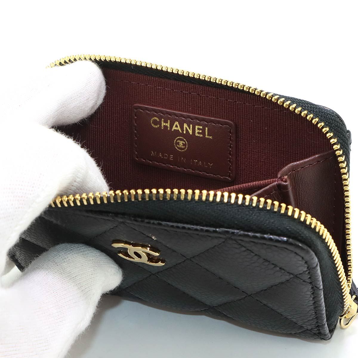 Chanel Quilted Classic Zip Coin Purse Caviar Leather Black — view 7