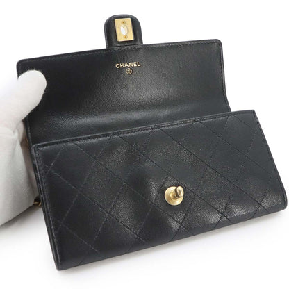 Chanel Quilted Chain Wallet Faux Pearl Leather Black Gold Shoulder Bag — view 7