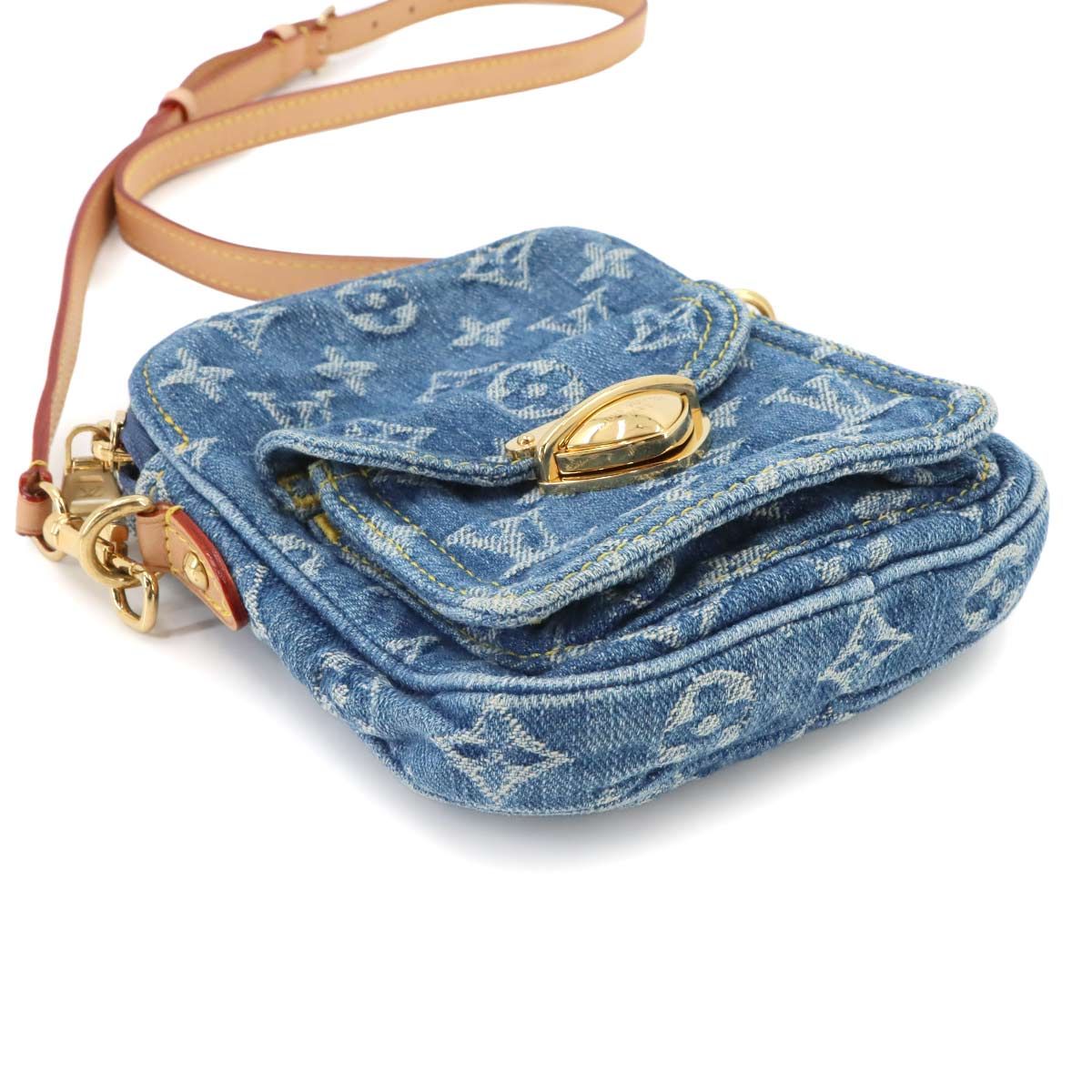 Louis Vuitton LV Remix Pochette Fairfax Shoulder Bag Monogram Denim Blue — view 5