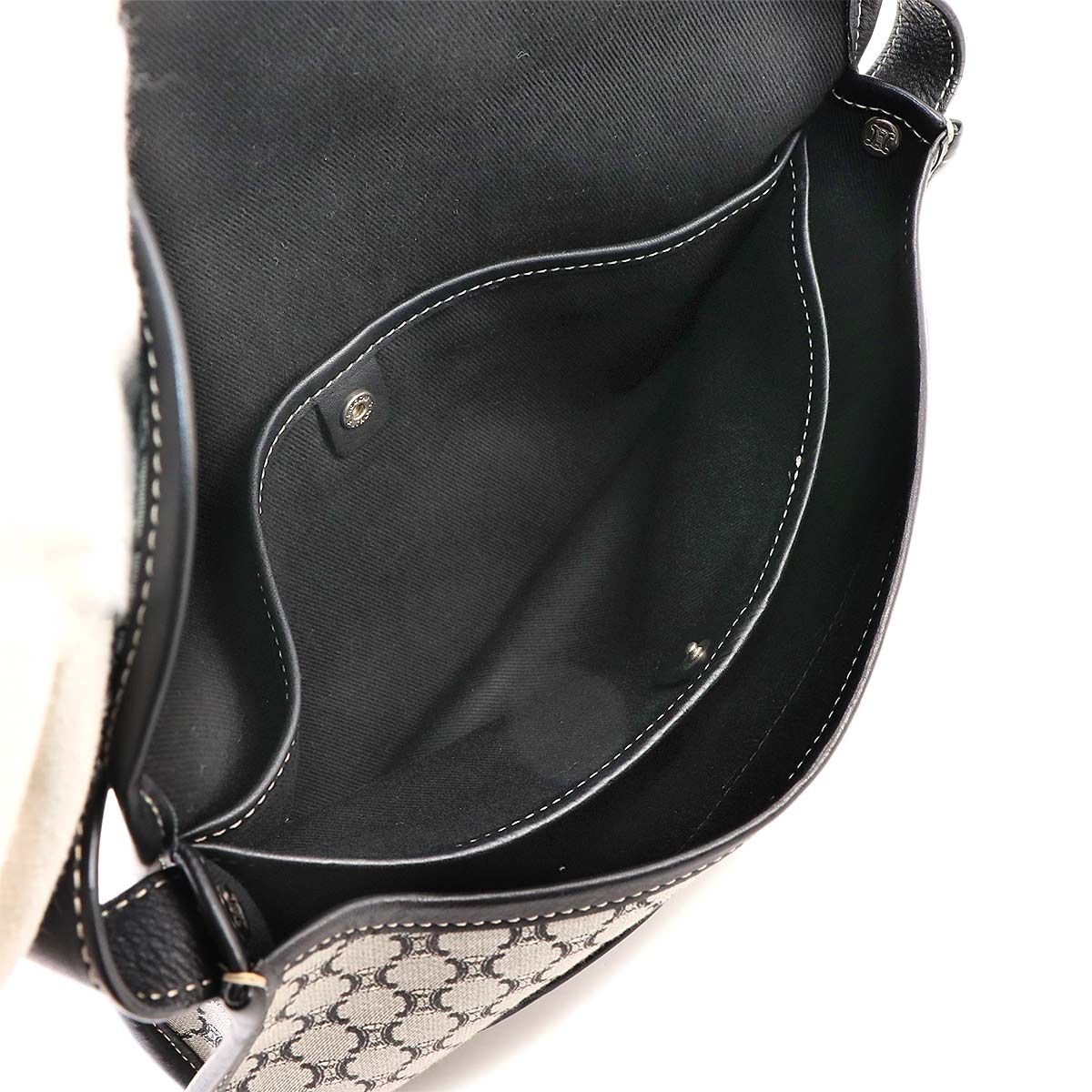 Celine Macadam Shoulder Bag Canvas Leather Gray Black Silver Vintage — view 7