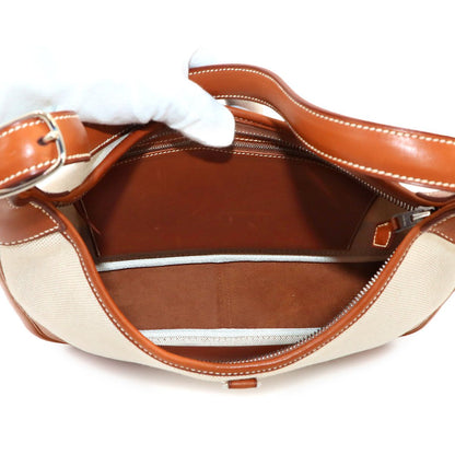 Hermes Trim 31 Shoulder Bag Toile H Barenia Ecru Fauve Silver — view 6