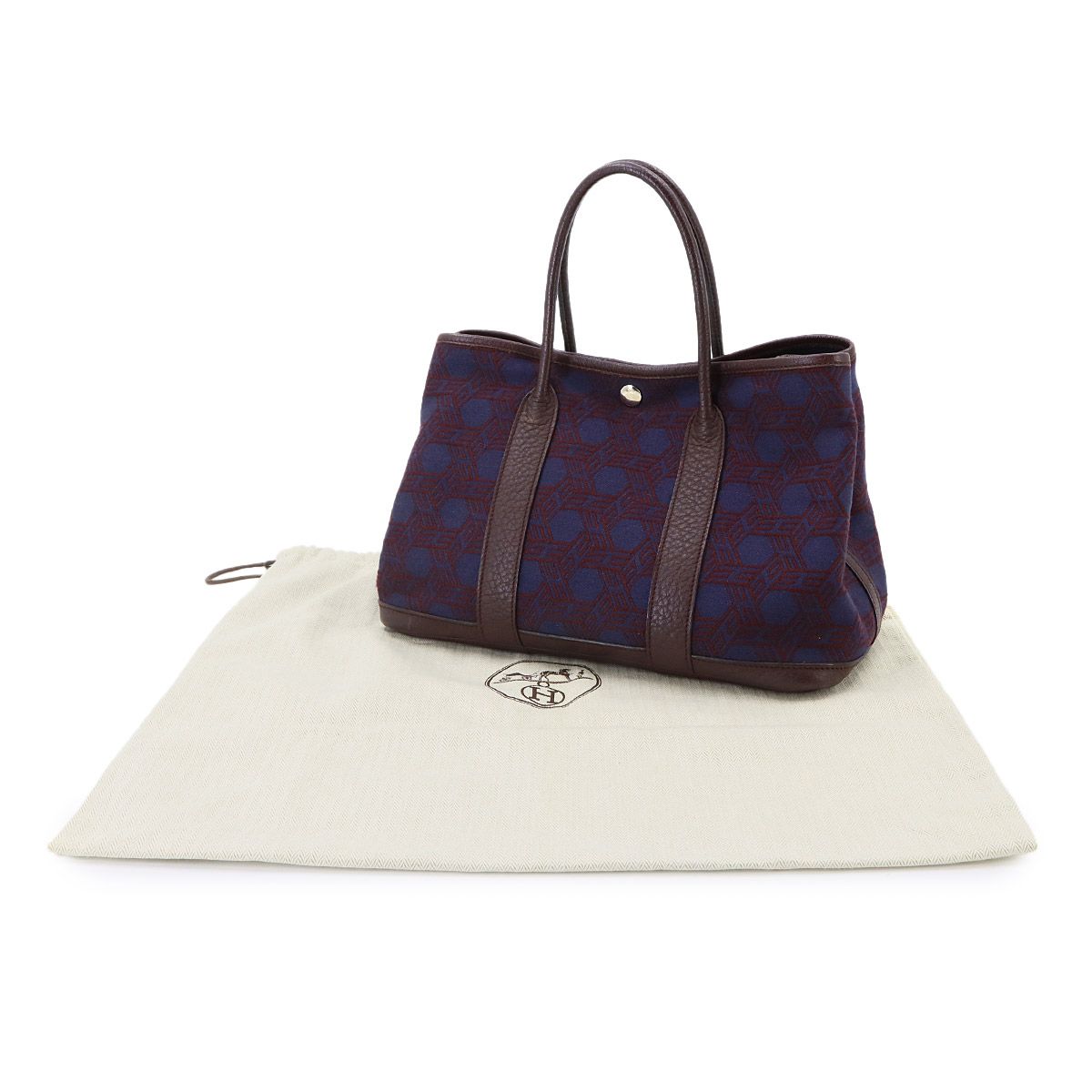 Hermes Garden Party TPM Tote Bag Toile So H Negonda Bordeaux Navy — view 2
