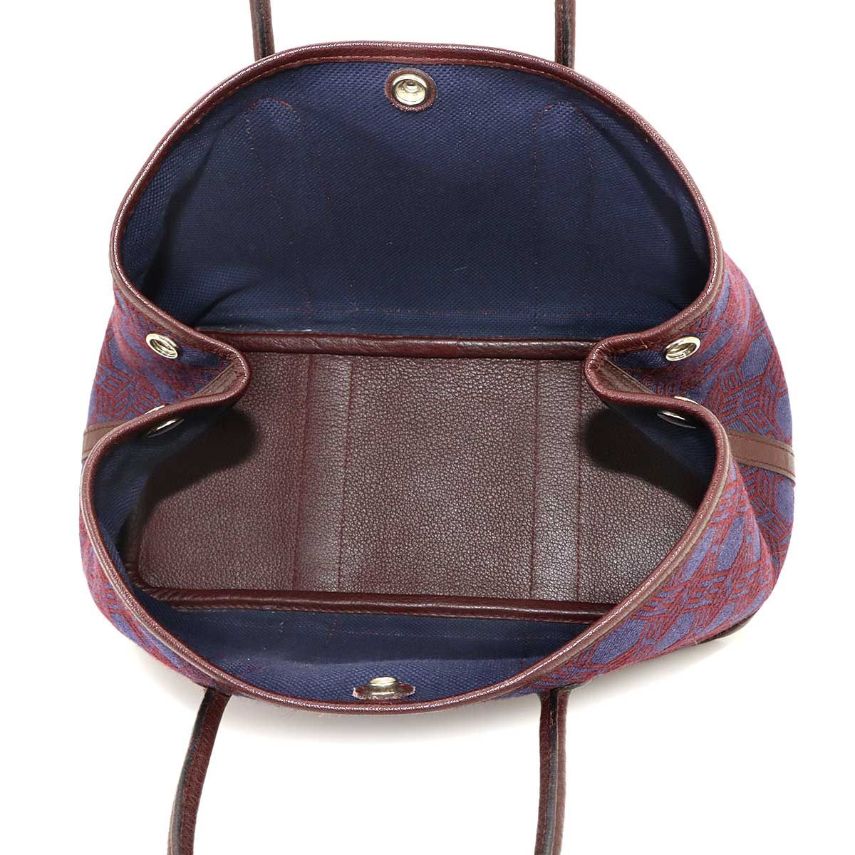 Hermes Garden Party TPM Tote Bag Toile So H Negonda Bordeaux Navy — view 7