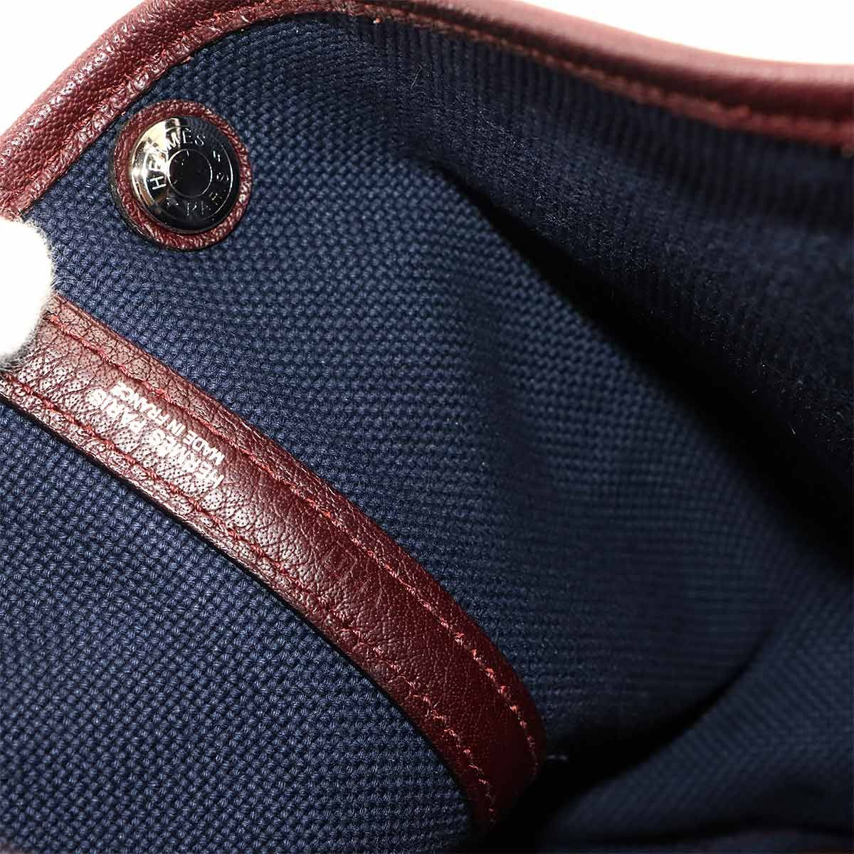 Hermes Garden Party TPM Tote Bag Toile So H Negonda Bordeaux Navy — view 8