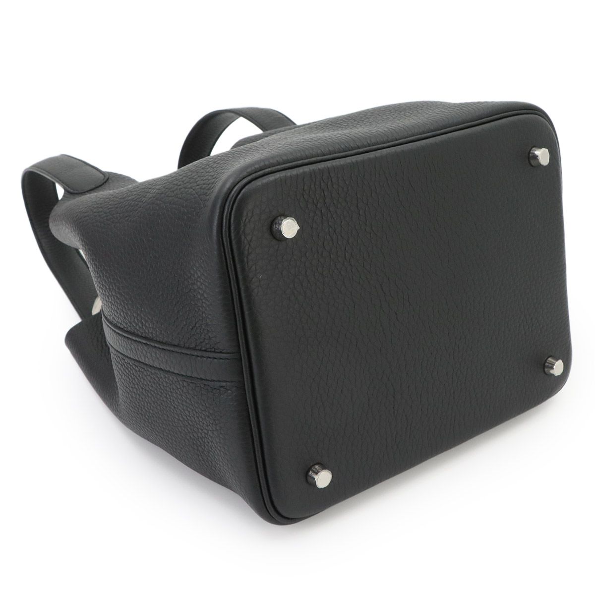 Hermes Picotin Lock MM Hand Bag Taurillon Clemence Black Silver — view 5