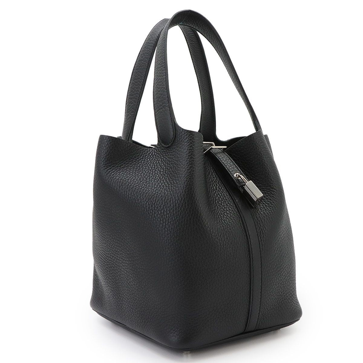 Hermes Picotin Lock MM Hand Bag Taurillon Clemence Black Silver — view 4