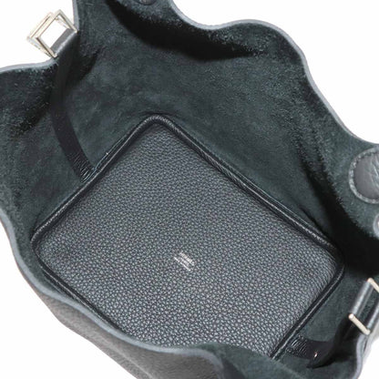 Hermes Picotin Lock MM Hand Bag Taurillon Clemence Black Silver — view 7