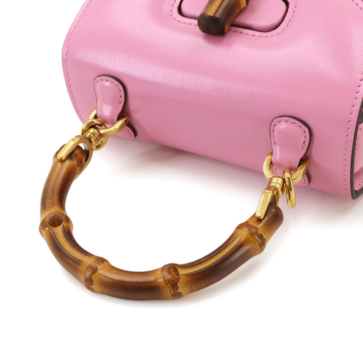 Gucci Bamboo Mini 2-Way Bag Leather Pink Gold — view 6