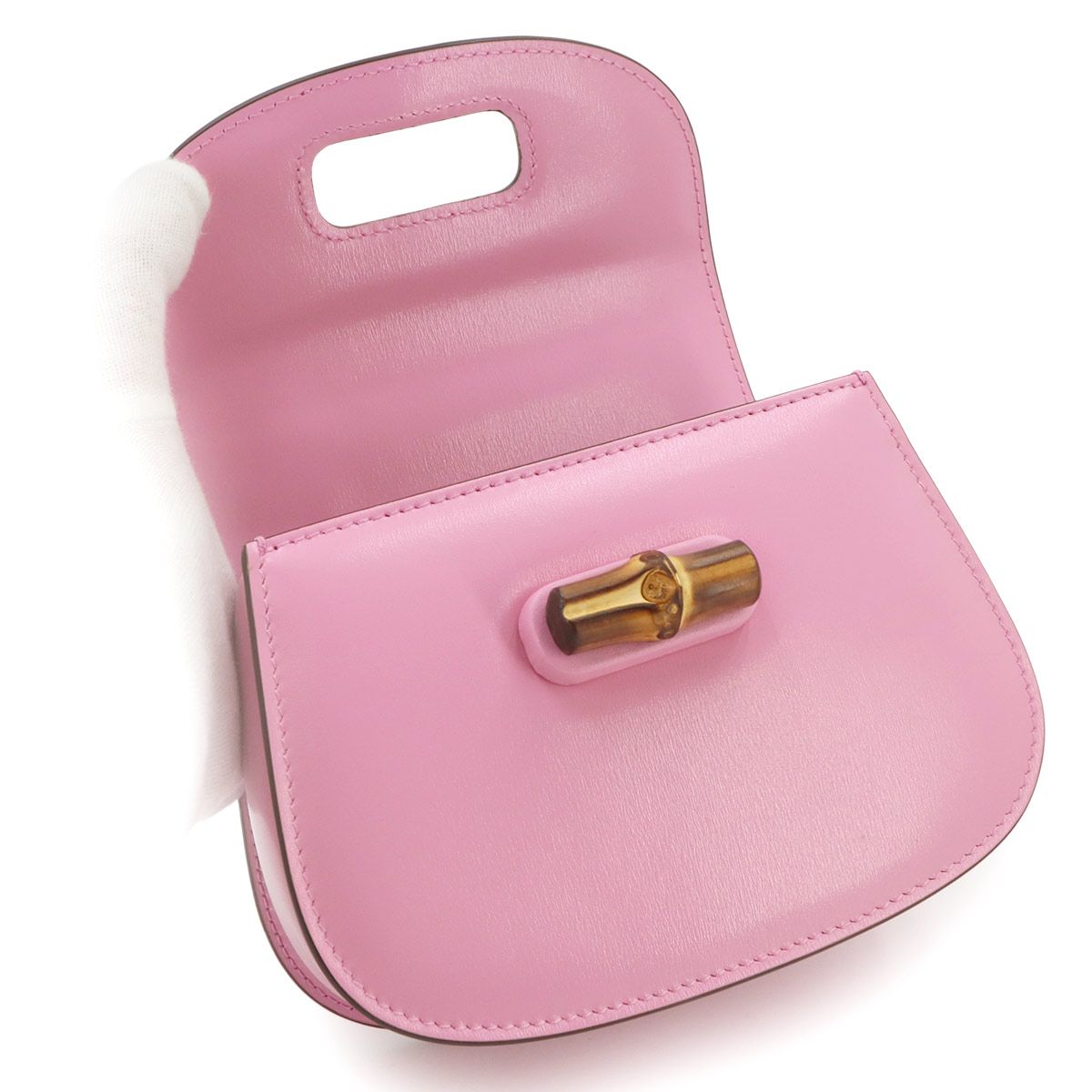 Gucci Bamboo Mini 2-Way Bag Leather Pink Gold — view 7
