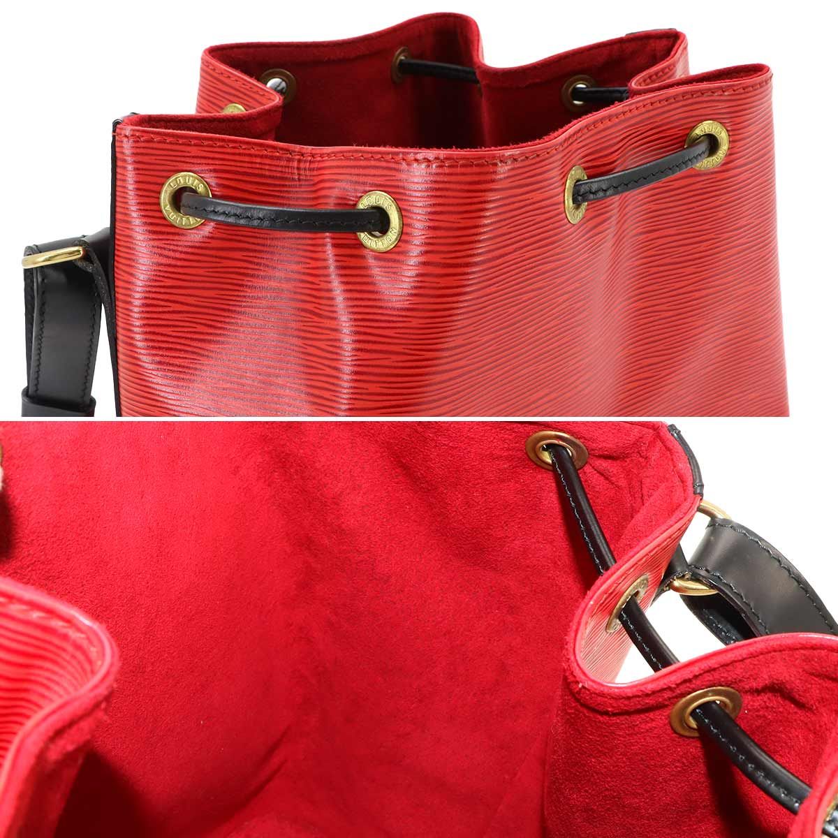 Louis Vuitton Epi Petit Noe Shoulder Bag Leather Castilian Red Noir — view 8