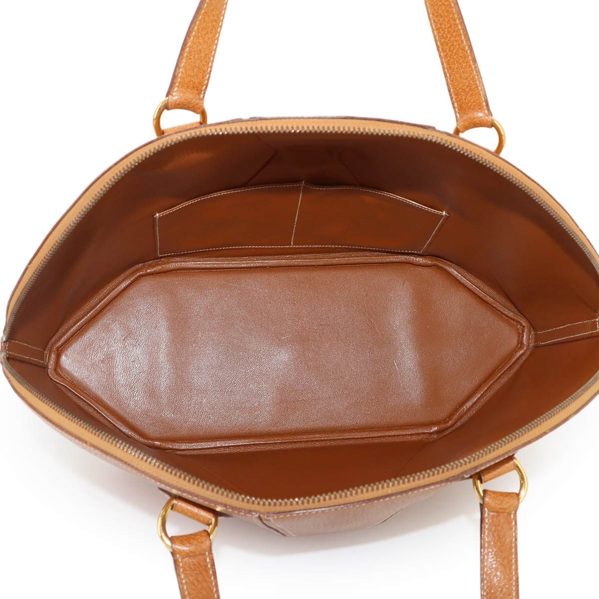 Hermes Il de Bowe Hand Bag Pigskin Brown Vintage Gold — view 7